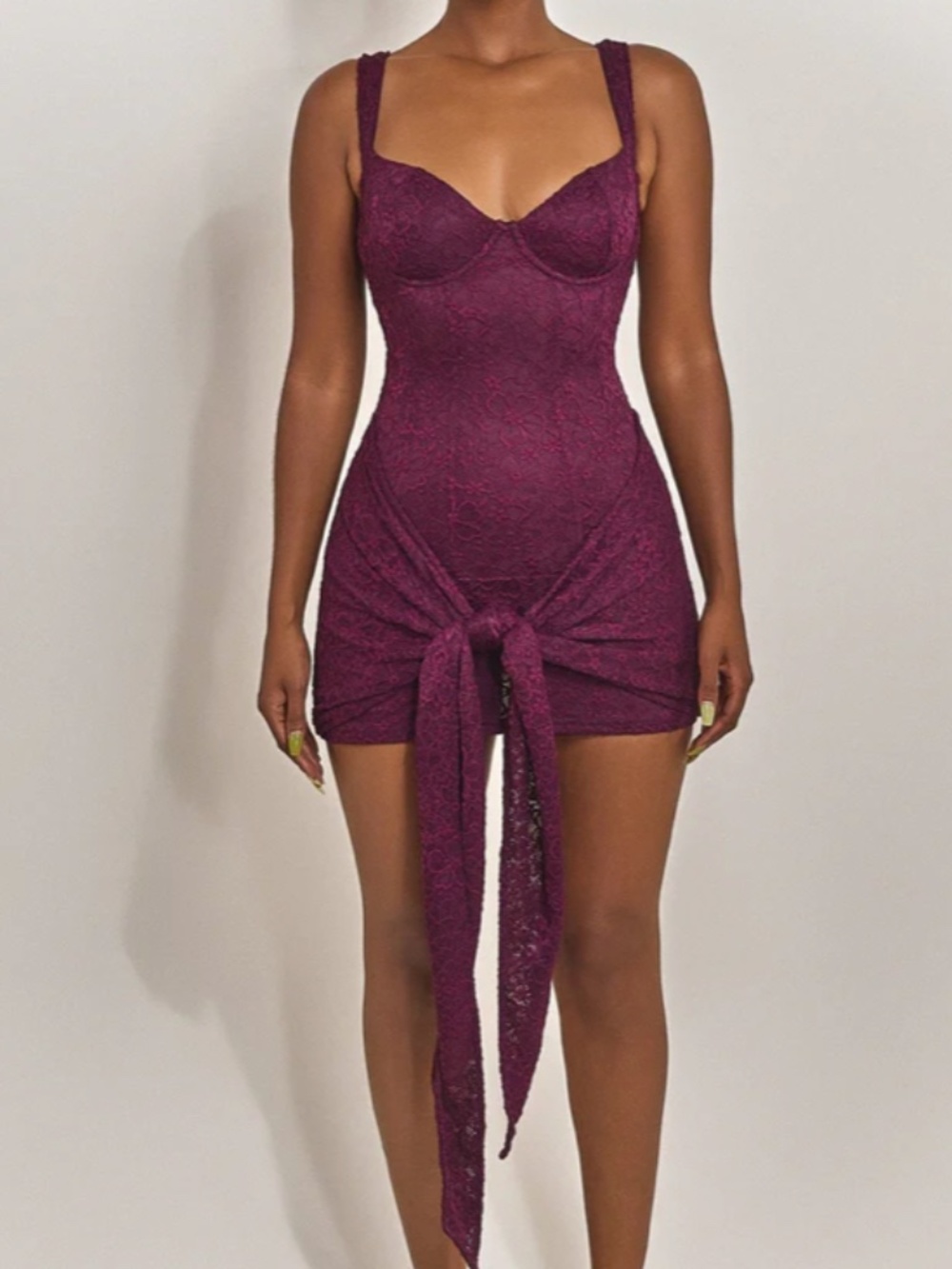 Mars The Label - TIE FRONT LACE MINI IN PLUM
